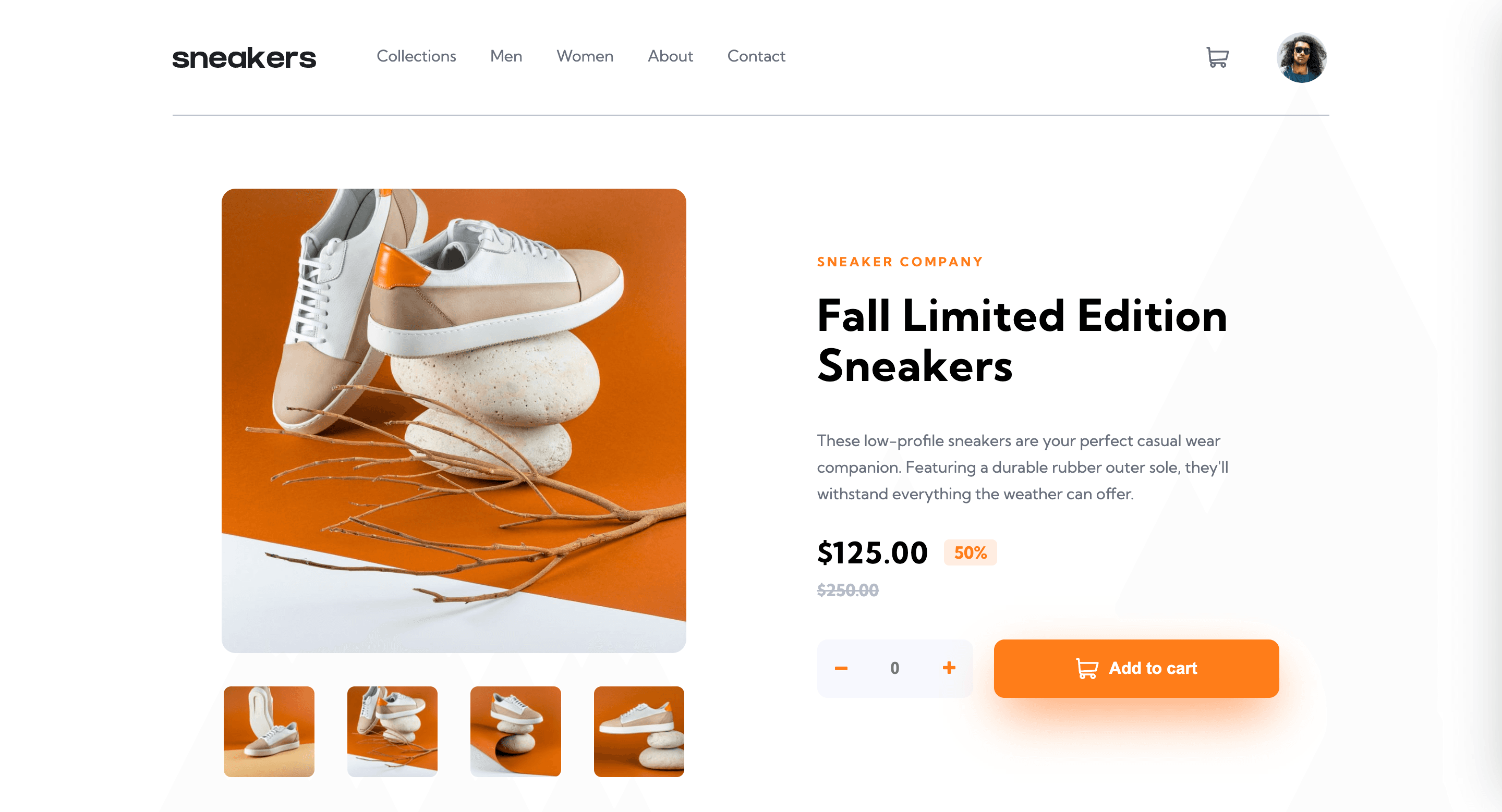 Product page design for ecommerce.